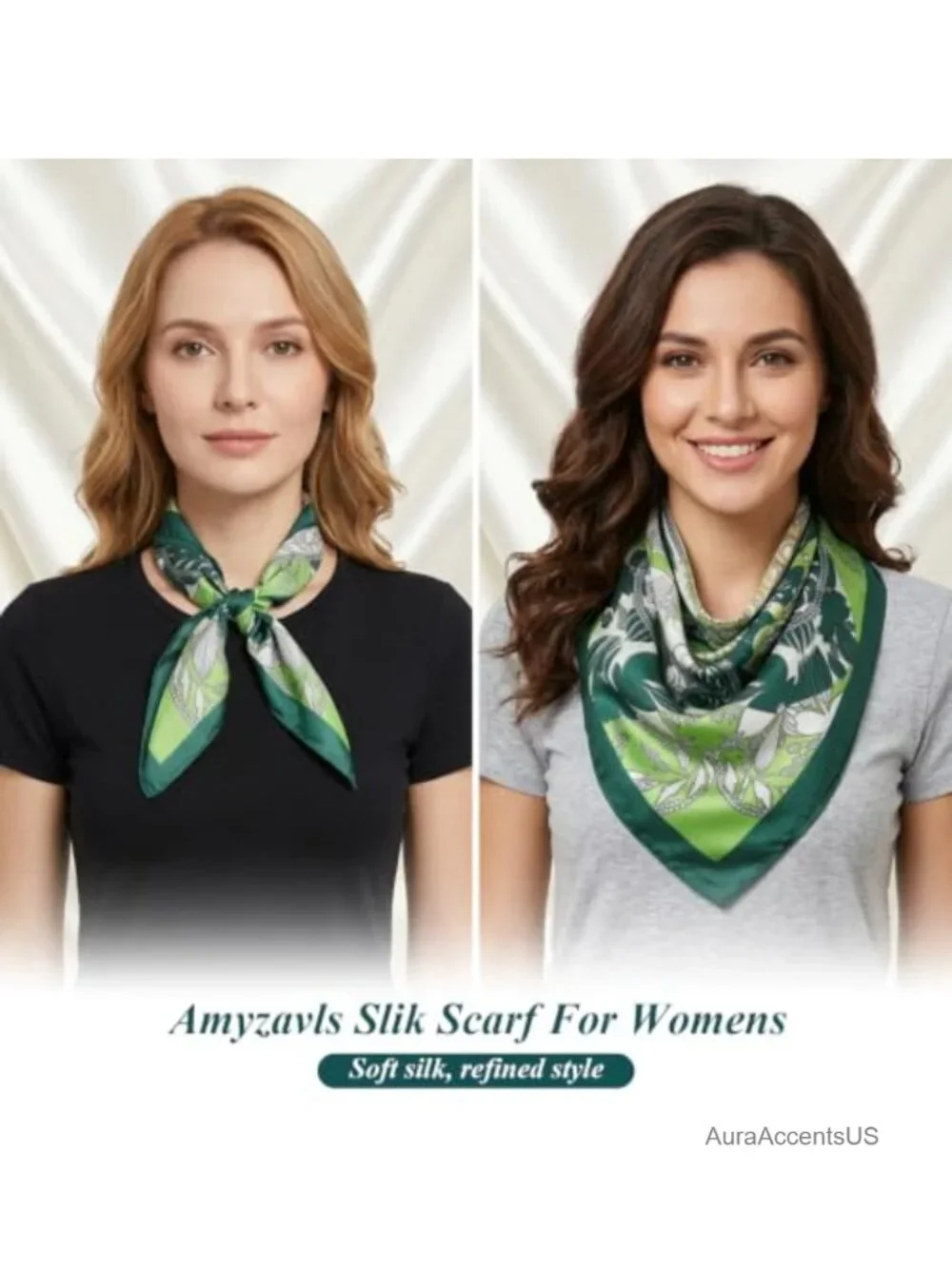 Silk Feeling Satin Square Scarf for Women, Soft Lightweight, Neck Scarf, Hair